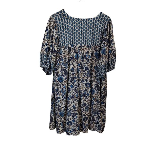 Knox Rose Women's size XXL Bohemian Floral Tassel Peasant Puff MuMu Loose Dress - Picture 5 of 12